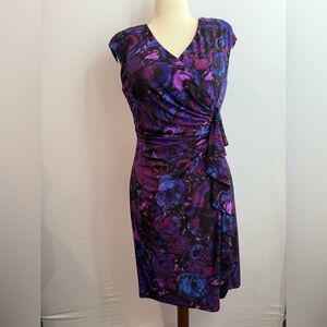 American Living Purple Cap-Sleeve Ruffled Dress